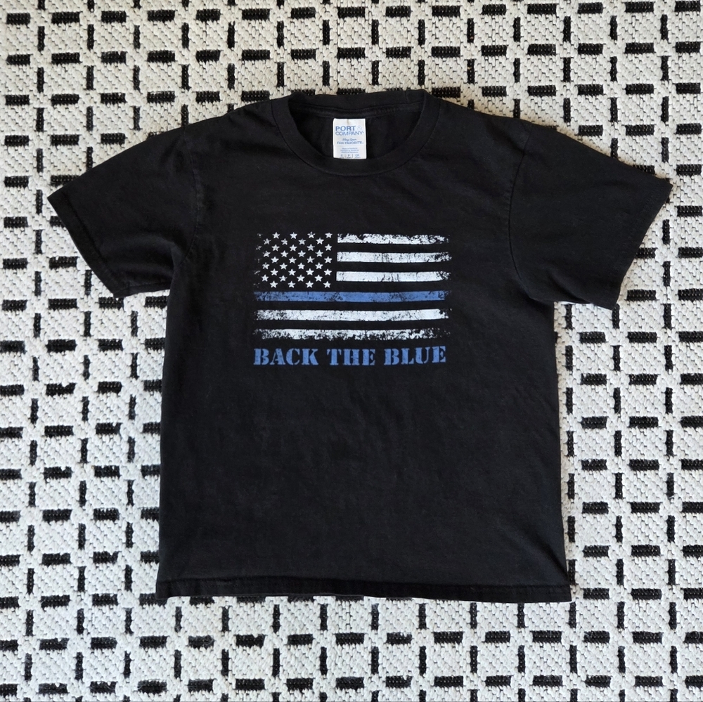 Port and Company Kids Thin Blue Line T-Shirt, Size S